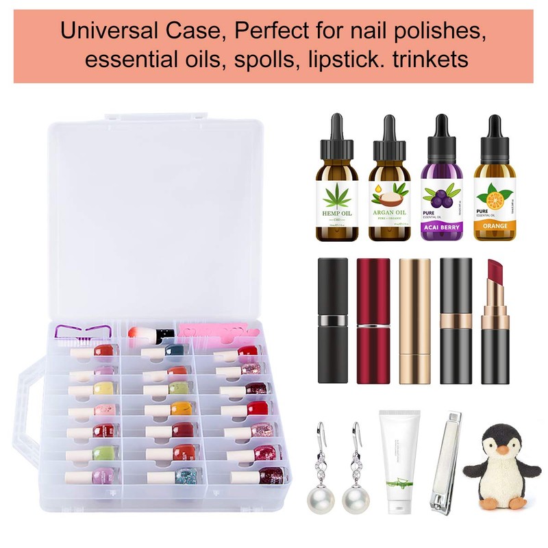 SUBAY Portable Nail Polish Organizer, Clear Double Side Nail Polish