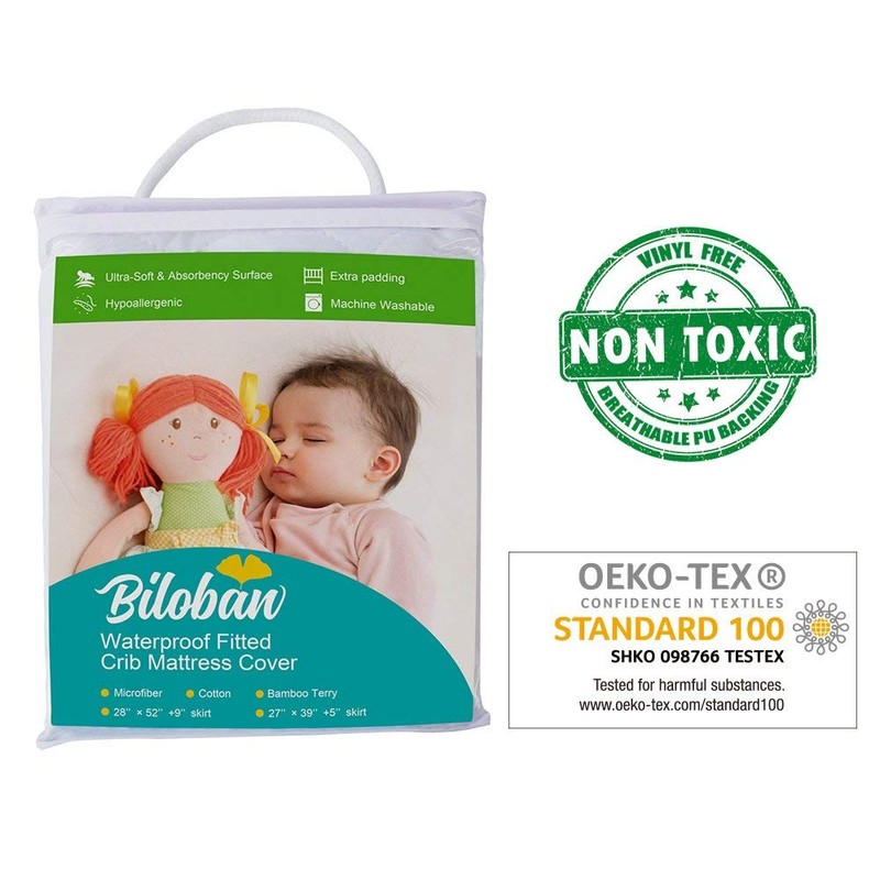 Biloban Crib Mattress Protector Waterproof & Noiseless Crib Mattress Pad