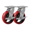 FOVERSWIVE 6"x2" Heavy Duty Caster Wheels- Polyurethane Tread(Crowned) on Cast