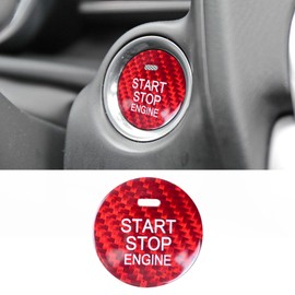 LANZMYAN Compatible with Mazda Engine Start Stop Button Cover Keyless One Click Push Start Button Trim Sticker for Mazda CX-3 CX-4 CX-5 CX-8 MX-5 Miata,Real Carbon Fiber(Red)