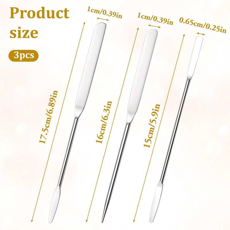 LIQWEI 3 Pcs Makeup Spatula Foundation Spatula, Stainless Steel Facial