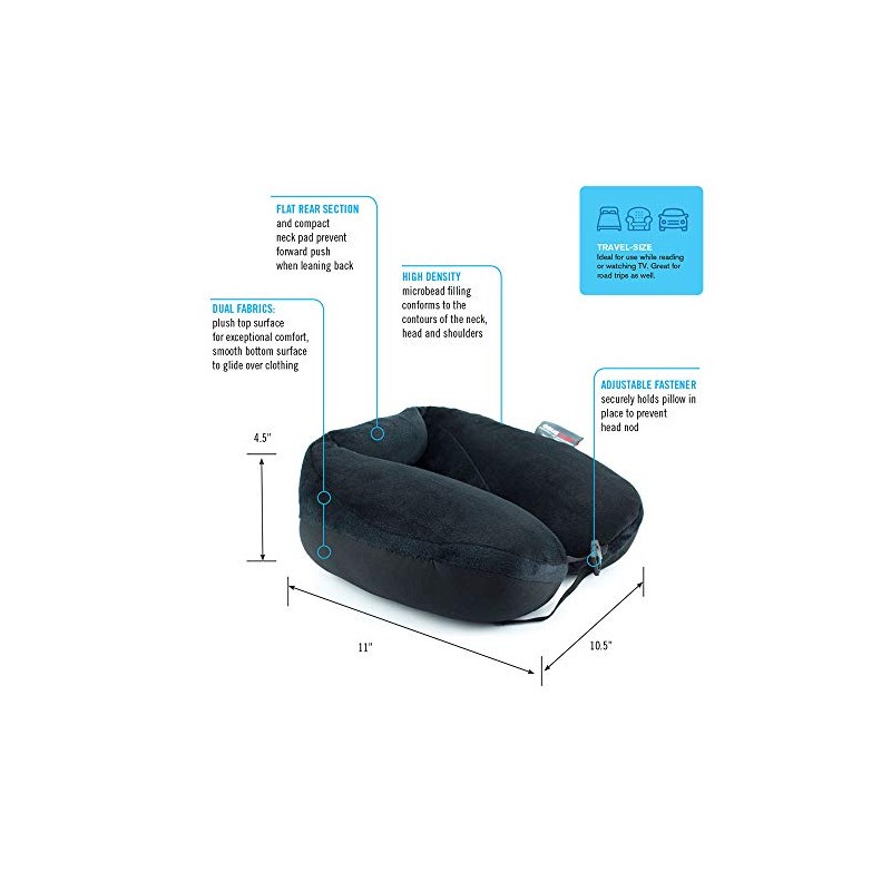ObusForme Microbead Travel Neck Pillow|Adjustable|for Neck, Head and Shoulder Support