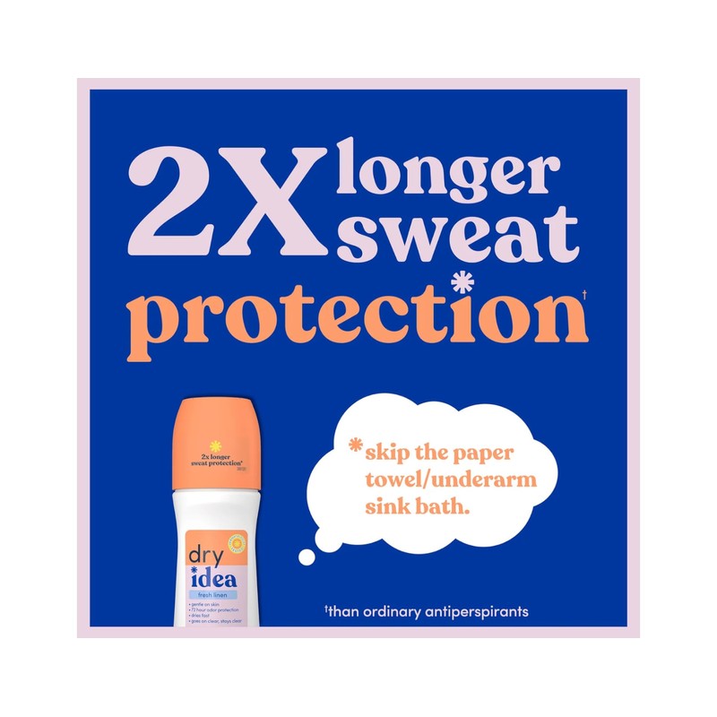 Dry Idea Antiperspirant Deodorant Roll-On, Fresh Linen, 3.25 fl oz