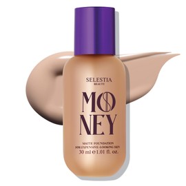 SELESTIA BEAUTY Matte Foundation Money - Long-Lasting Makeup Foundation with Flawless & Buildable Coverage - Liquid Foundation for All Skin Types (Vanilla)