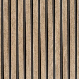 Brown Wood Slat Peel and Stick Wallpaper - 17.5"x100" Textured Faux Wood Self-Adhesive, Waterproof Removable Wall Panel for Bedroom, Kitchen, Office - Easy Install