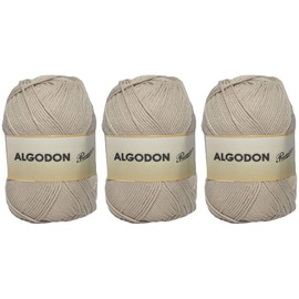 Cotton Yarn Premium Cotton 100% Cotton, Perfect for DIY and Hand Knitting Yarns (Light Beige Colour, 100g, Aprox.220 m, Pack of 3)