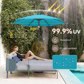 AckMizz 7.5ft Outdoor Patio Umbrella - Table Umbrella Waterprool UV Protection, Sombrillas de Patio with Push Button Tilt&Crank, Sun Umbrella for Pool, Porch, Garden, Deck, Backyard(Sky Blue)