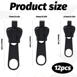 Reißverschluss Reparatur Set,12pcs Reißverschluss Zipper,Reisverschluss-Zipper Ersatz,Reißverschluss-Zipper In 3 Größen,Universal Fix Reißverschluss,Für Kleidung, Gepäck, Rucksäcken Und Koffern