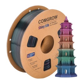 Comgrow Rainbow Colors Silk PLA 3D Printer Filament, Rainbow PLA Filament 1.75mm, Dimensional Accuracy +/- 0.02 mm, 1KG Spool, Coextrusion 3D Filament with Shiny Silk Rainbow Universe