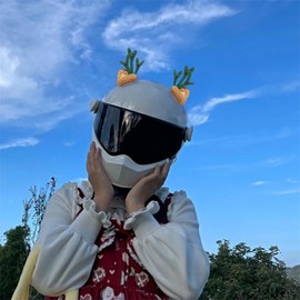 LERTREE 1 Pair Christmas Antler Motocycle Helmet Decor with Sticker Plush Fuzzy Cute Deer Ear Ski Helmet Accessory Decoration (Green)