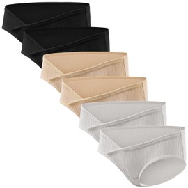 HBselect Maternity Underwear Cotton 6 Pack Pregnancy Postpartum Underwear Maternity Panties Under the Bump Bikinis