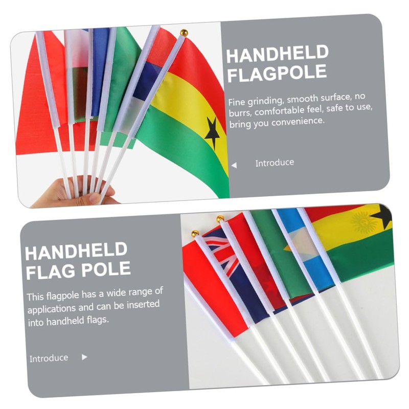 KONTONTY DIY Flagpole 100pcs Plastic Flag Sticks Handheld Flagpoles for