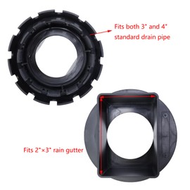 Pastlla Gutter Downspout Adapter to Drain Pipe, Downspout Extensions, Fits 2" x 3" Square Rain Gutter to Drain Pipe Adapter, 3" or 4" PVC Round Drain Pipe or Corrugated Landscape Pipe （Black）