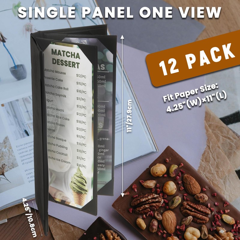 DUPDMKIN Menu Holders PU Leather Menu Covers 4.25" X 11"