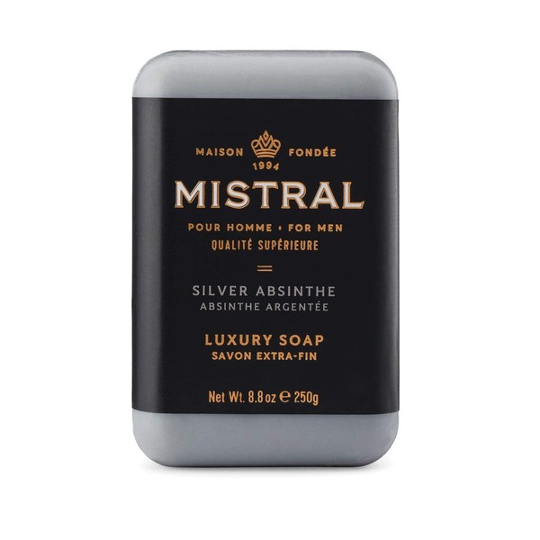 Mistral Men's Silver Absinthe Bar Soap, Silver Absinthe