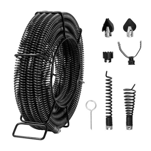 Happybuy 45 FT Drain Cleaning Cable, 7/8 Inch, Sectional Sewer