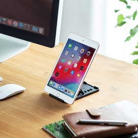 Sanwa Supply PDA-STN33BK Smartphone/Tablet Stand, Foldable, Thin & Mobile, 5 Adjustable Angles, Black