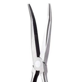 SPEEDWOX 11 Inches Long Reach 25 Degree Bent Long Nose Pliers Needle Nose Pliers Serrated Jaws