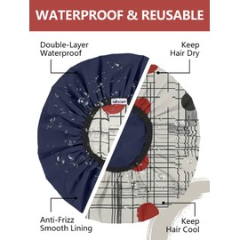 Years calm Shower Cap for Men, Waterproof Reusable Hair Cap with Dual-Layer Design, Reversible Double-Sided Use, Stretchable Elastic Band, Comfortable Fit for Shower, Gym, Hair Care & Travel