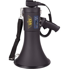 Uzi High Power Loud Big Megaphone 50W, Bluetooth, Real Siren, Bullhorn, Rechargeable Battery, Portable Professional Speaker, PA System, Adjustable Volume, Outdoor Activities, Coaching