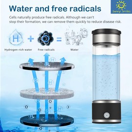 Hydrogen Water Bottle Generator 12 oz,Hydro Water Bottle with Dual-Layer high Borosilicate,Hydrogen Water Machine,Water ionizer,Handle,Portable,Rechargable,for Home Office Travel Fitness Gifts