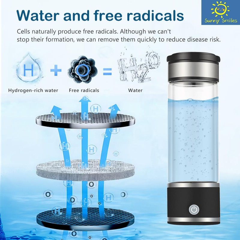 Hydrogen Water Bottle Generator 12 oz,Hydro Water Bottle with Dual-Layer