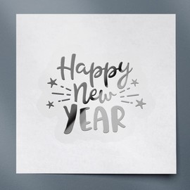 Decal Stickers of Happy New Year (Metallic Silver) (Set of 2) Premium Waterproof Vinyl Decal Stickers for Laptop Phone Accessory Helmet Car Window Mug Tuber Cup Door Wall - ANDVER1c35701SI_102023
