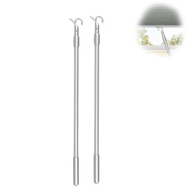 2Pcs 13"-24" Telescop Draw Rod for Cordless Blinds,Cellular Shades and Zebra Blinds, Pull Rod Telescopic to Pull the Window Shades Up and Down, Metal Rod,Drapery Adjustable Rod