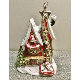 BLUE SKY Clayworks RUDOLPH’S Flight School Christmas House Tea Light Holder NIB