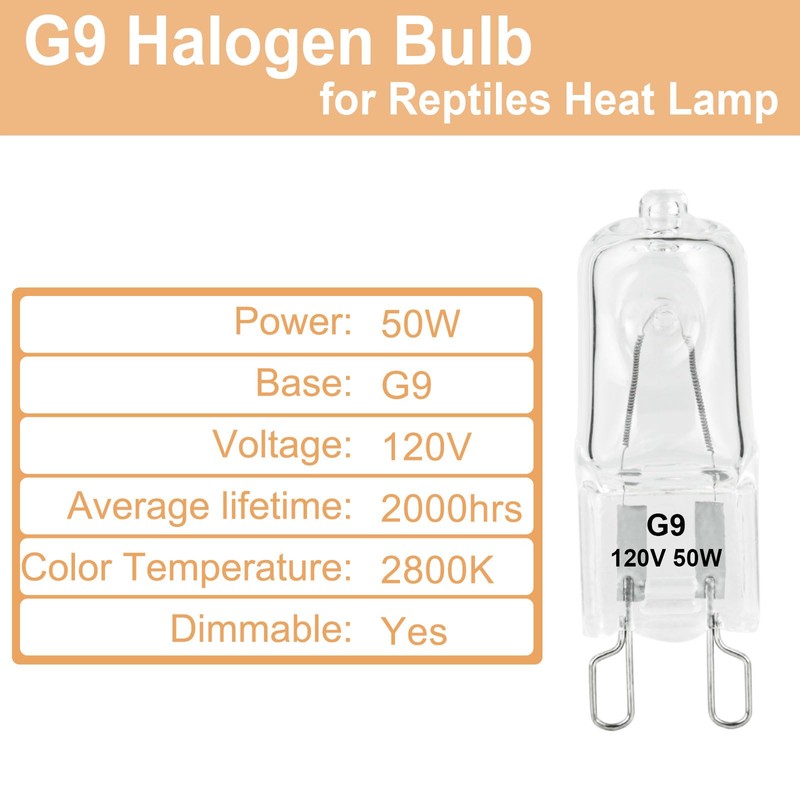 YEGRUEB G9 Heat Lamp Bulbs for Reptile,Day White, Mini Halogen