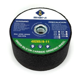 SIGNI 4 Inch Green Grinding Stone with 5/8-11 Thread for Granite, Marble(46 Grit)