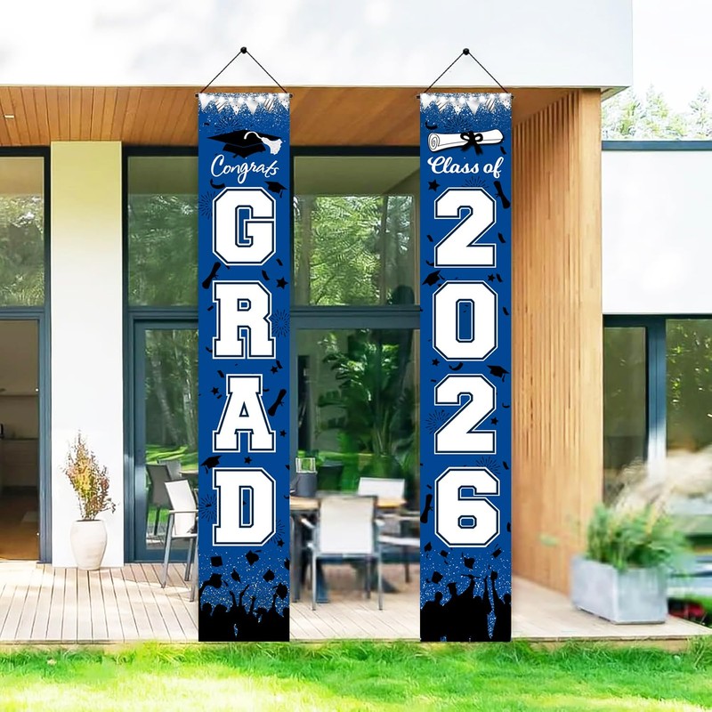 Graduation Decorations Blue White 2026/Blue Graduation Party Decorations/Congrats Grad Porch
