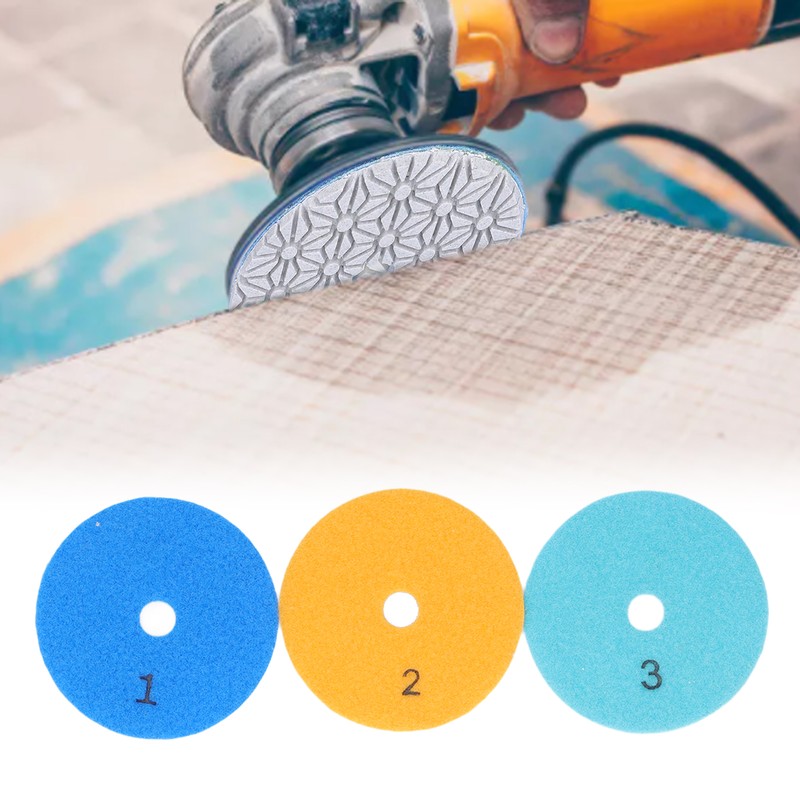 3Pcs Diamond Polishing Pad 4in Grinding Tool Set Kit for
