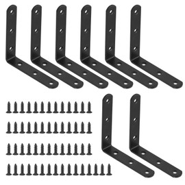 Glarks 8 Sets 100mm Black L Bracket Right Angle Bracket Corner Brace Joint Bracket Fastener for Wood Chair Bookshelf Board Window Furniture Cabinet (100x100x3mm)