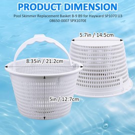 NOOTO Replacement Basket 27180-009-000 for Hayward Pool Skimmer SP1070 SPX1070E 08650-0007 B-9, 8'' Skimmers with Weights