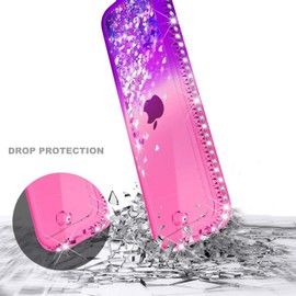 NZND Protective Case Compatible with Apple TV Siri Remote 4K / 4th / 5th Generation - Glitter Liquid Waterfall Floating Sparkle Bling Diamond Shockproof Cover (Pink/Purple)