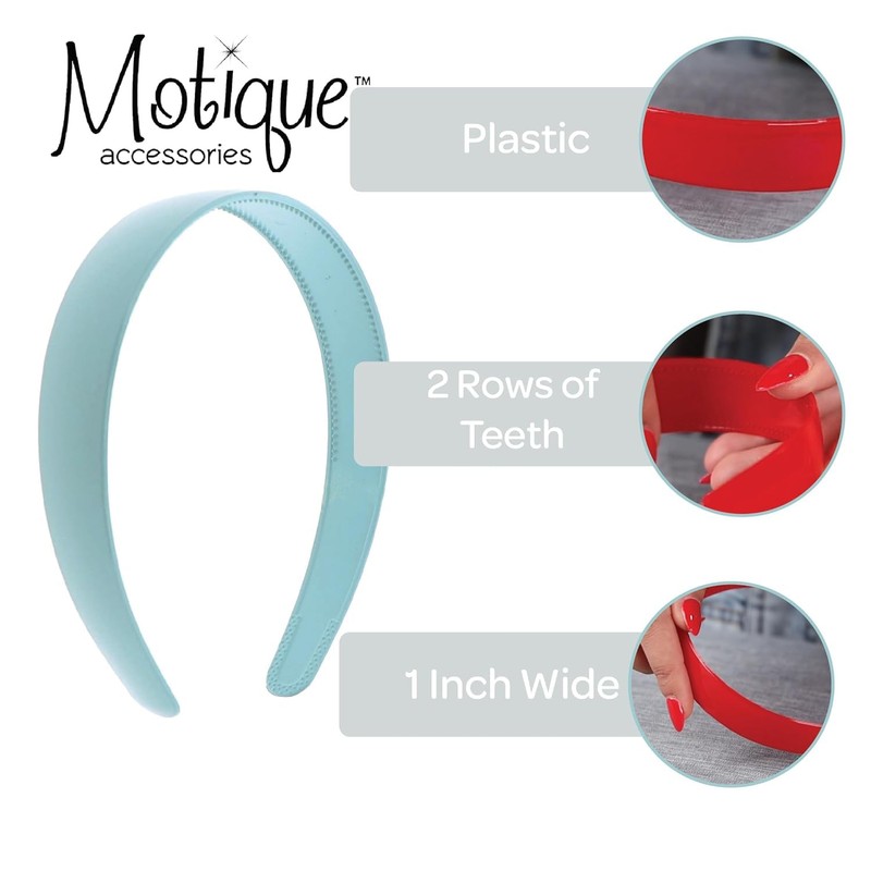 Motique Accessories Light Purple 1 Inch Plastic Hard Headband with