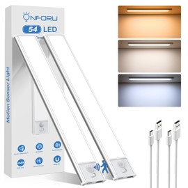 Onforu Under Cabinet Lighting, Motion Sensor Light, Dimmable & 3 Color Temperature Closet Lights, 1500mAh USB Rechargeable Battery Operated, Magnetic Under Cabinet Lights for Kitchen Beige