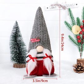 YMIFEEY Pack of 2 Christmas Gnome Figures, Christmas Plush Gnome Decorative Figure Doll, 24 cm High Gnome Gift, Christmas Figures Gnome for Christmas Decoration (Grey Red)