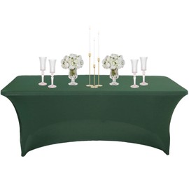 Dark Green Spandex Tablecloths 4ft for Rectangle Table,Stretchable Tablecloth Washable Table Cover,Fitted Spandex Stretch Patio Table Covers for Event,Wedding,Banquet,Party,Covering Stalls,Exhibitions