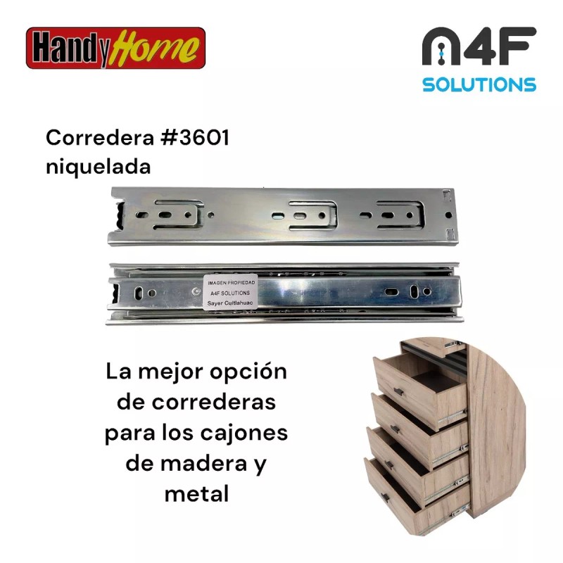 Handyhome Corredera Cajón Handy Home 25cm X 4.5cm 4paquetes 8pz