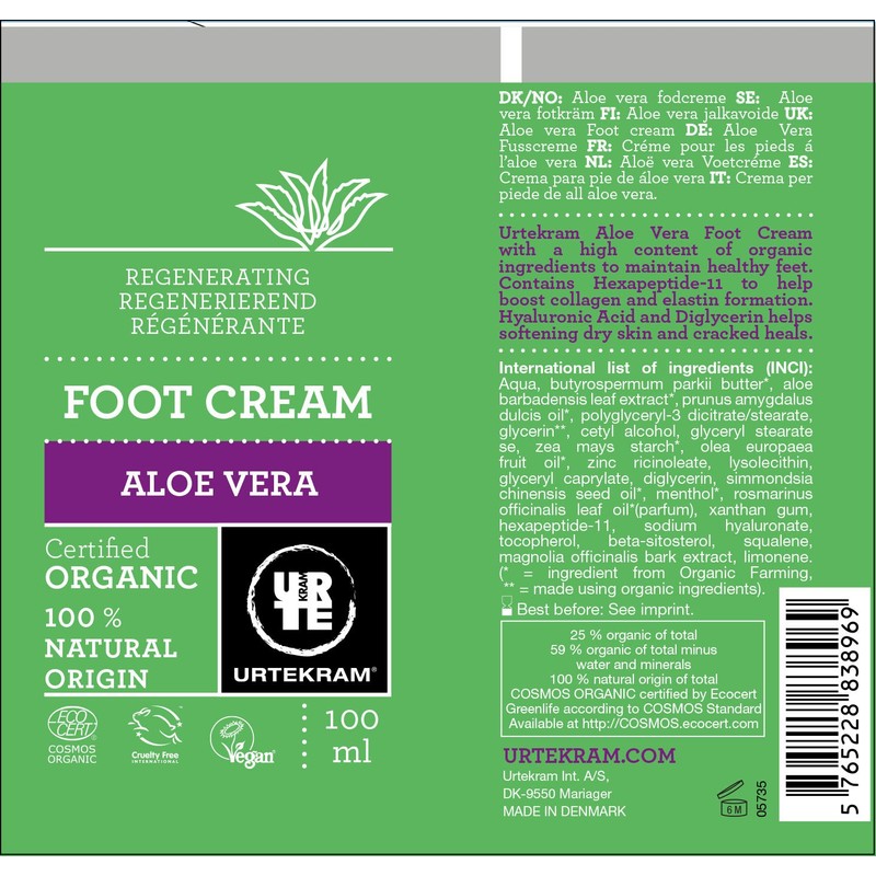 Urtekram - Urtekram Aloe Vera Revitalising Foot Cream 100 ml