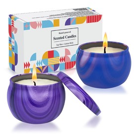 2 Pack Scented Candles, 4.4 oz Aromatherapy Candles for Home Scented, Lavender and Apple Cinnamon, Natural Soy Candles, Portable Small Jar Candle Set for Travel, Spa, Bath, Yoga, Home Decor Candle