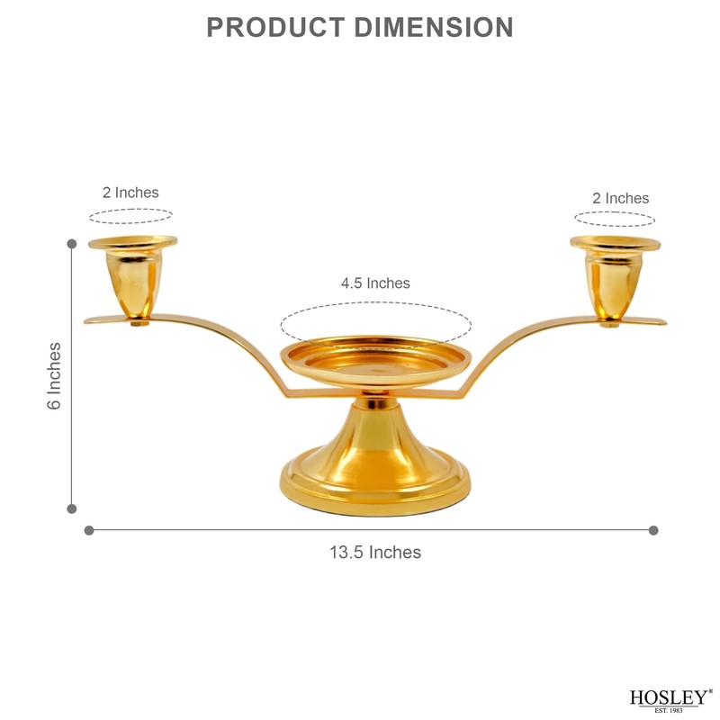 Hosley Gold Metal Unity Candle Holders for Wedding Ceremony Set.