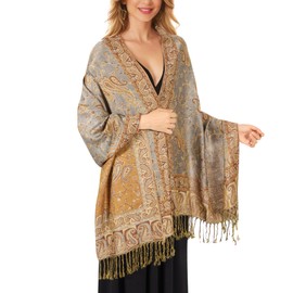 Lamca Women Pashmina Shawls and Wraps Scarf Soft Silky Reversible Paisley Scarves Shawl for Women UK