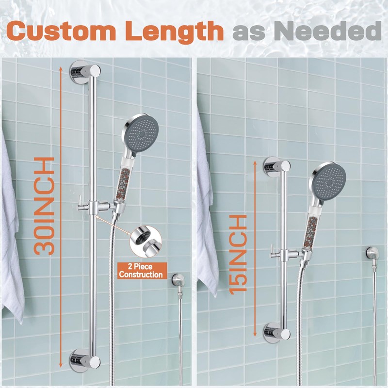 YDmeet Filtered Handheld Showerhead with 30-Inch Shower Slide Bar Set,