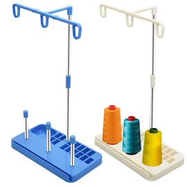 Vuzvuv Thread Holders,Thread Organizer for Embroidery and Sewing Machines,Thread Rack for 3 Spools of Thread, 2 Pack Embroidery Thread Spool Holder Suitable for Beginners, Adults, White-Blue