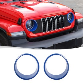 Voodonala for JL 2024 + Headlight Cover Compatible with Jeep Wrangler JL JLU Gladiator JT 4XE 2024+ (ABS,Blue,2Pcs)