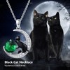 TwoAnts Cat Necklace 925 Sterling Silver Black Cat Crescent Moon