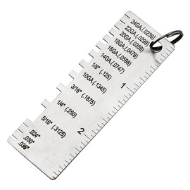 Smgda Wire Metal Sheet Thickness Gauge, Stainless Steel Welding Gage Plated Size Inspection Tool, Wire Sizes Measurement Thickness Gauge with Key Chain Portable Wire Cable Sheet Gage